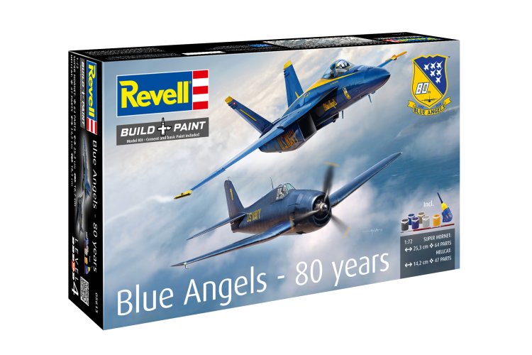 1:72 Revell 05613 Blue Angels - 80 Years - Boeing F/A-18E Super Hornet & Grumman F6F-5 Hellcat - Geschenkset - Rev05613 14 - REV05613