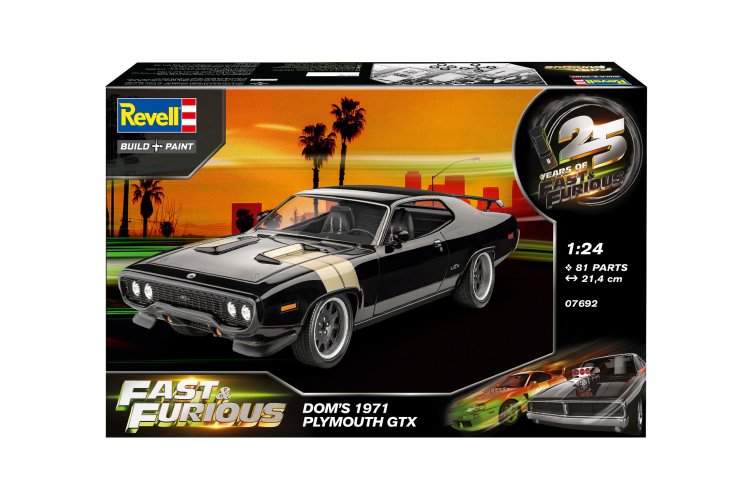 1:24 Revell 07692 25 Years of Fast & Furious - Dominic's 1971 Plymouth GTX - American Muscle Car - Rev07692 12 - REV07692