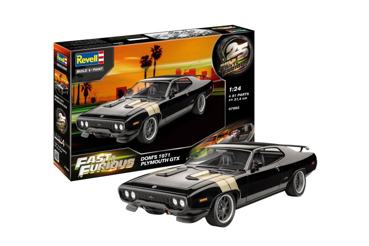 1:24 Revell 07692 25 Years of Fast & Furious - Dominic's 1971 Plymouth GTX - American Muscle Car - Rev07692 1i - REV07692