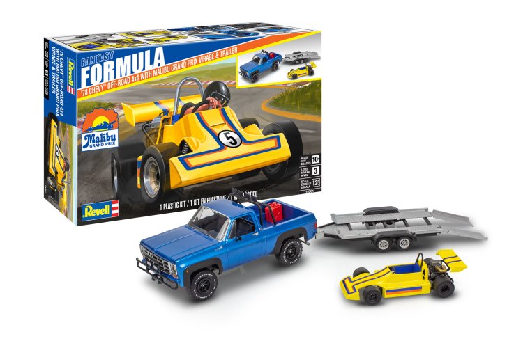 1:25 Revell 14581 Chevrolet 4x4 Pickup 1978 met Malibu GP Virage en Trailer - Truck, trailer en Raceauto - Rev14581 1 - REV14581