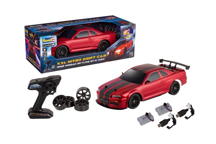 1:10 Revell 24585 RC Auto - 1999 Nissan Skyline GT-R R34 - XXL Nitro Drift Car - 4WD - 2,4 GHz - Rev24585 1 - REV24585