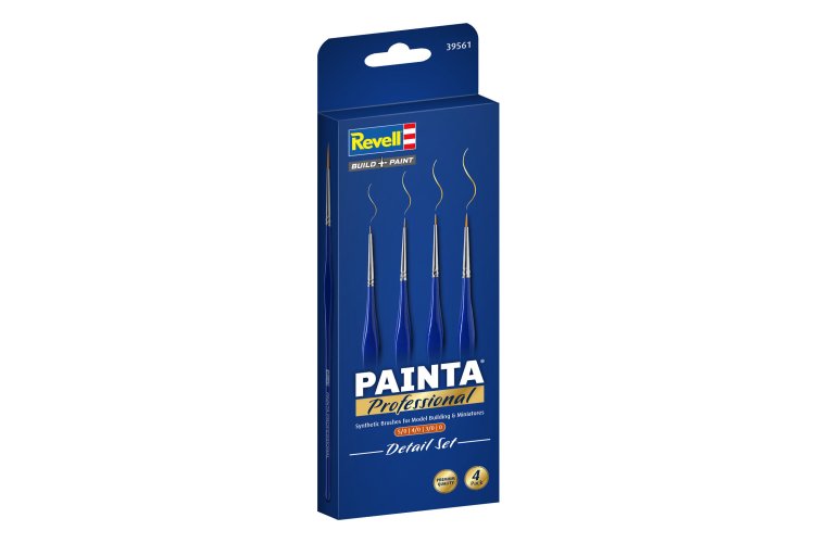 Revell 39561 Painta Professional &ndash; Detail Set &ndash; Size 5/0, 4/0, 3/0, 0 &ndash; Synthetic Brushes for Model Building and Hobby - Rev39561 xs 5 - REV39561-XS
