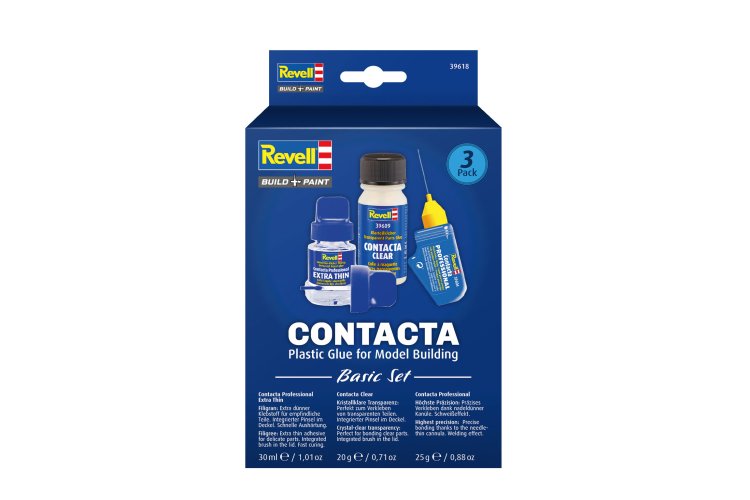 Revell 39618 Contacta Glue Basic Set for Model Building - 39600 Extra Thin - 39604 Professional - 39609 Clear - Rev39618 3b - REV39618