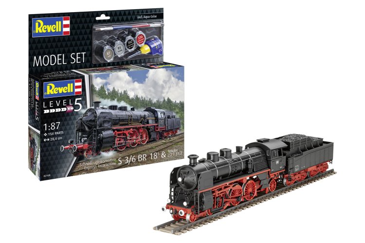 1:87 Revell 62168 Express locomotive  S3/6 BR18(5) with Tender 2-2-T - Model Set - Rev62168 1a - REV62168