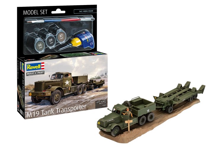 1:76 Revell 63364 M19 Tank Transporter - Militaire Vrachtwagen met Aanhanger - Model Set - Rev63364 1x - REV63364