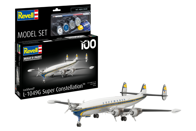 1:144 Revell 63745 Lockheed L.1049G Super Constellation - Lufthansa 100 - Duits Passagiersvliegtuig - Model Set - Rev63745 1 - REV63745