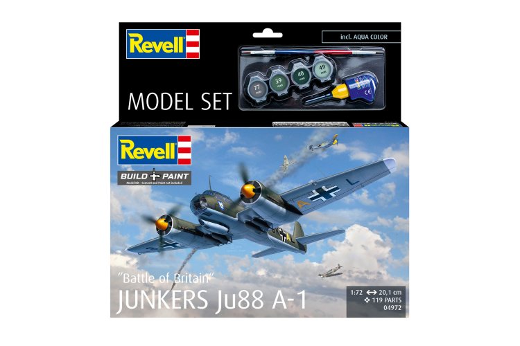 1:72 Revell 64972 Junkers Ju88 A-1 - Battle of Britain - Propeller Aircraft - Model Set - Rev64972 22 - REV64972