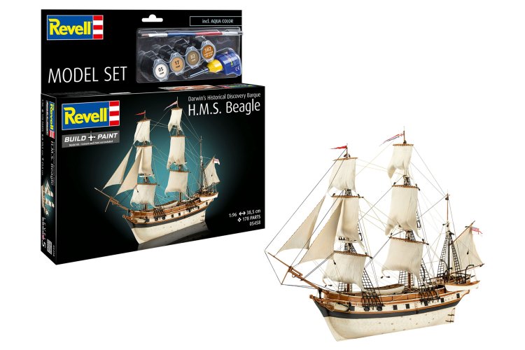 1:96 Revell 65458 H.M.S. Beagle - Darwin's Historical Discovery Barque - Ship - Model Set - Rev65458 1x - REV65458