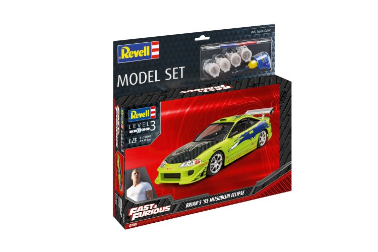 1:25 Revell 67691 Fast & Furious Brian's 1995 Mitsubishi Eclipse - Model Set - Rev67691 1 - REV67691