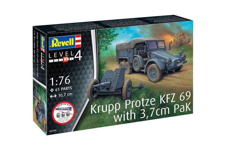 1:76 Revell 73344 Krupp Protze KFZ 69 with 3.7cm Pak &ndash; Military Vehicle &ndash; Starter Kit - Rev73344 10 - REV73344