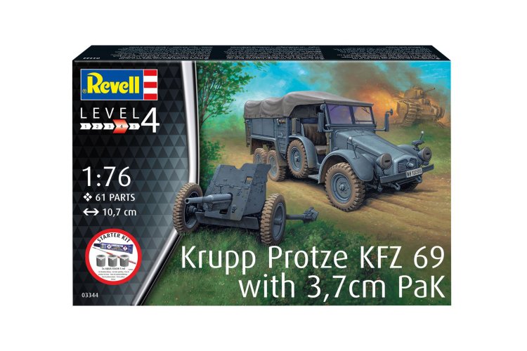 1:76 Revell 73344 Krupp Protze KFZ 69 with 3.7cm Pak &ndash; Military Vehicle &ndash; Starter Kit - Rev73344 11 - REV73344