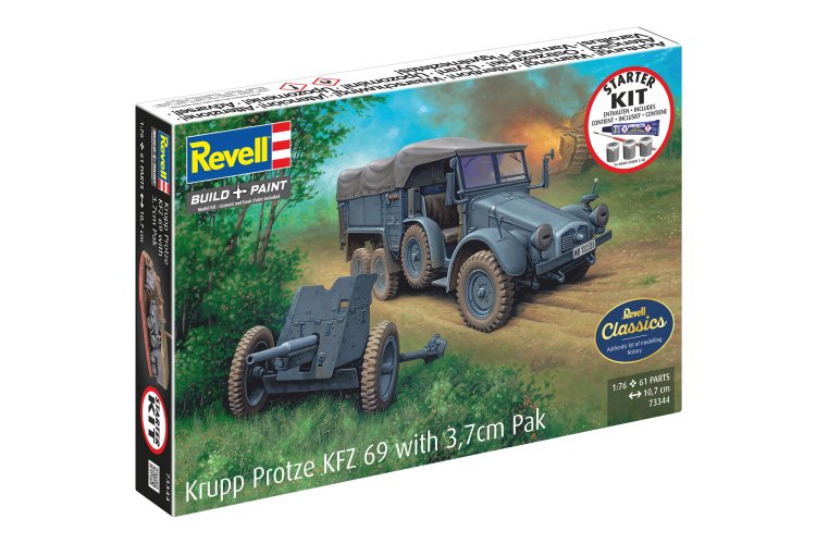 1:76 Revell 73344 Krupp Protze KFZ 69 met 3,7cm Pak - Militair Voertuig - Starter Kit - Rev73344 11i - REV73344