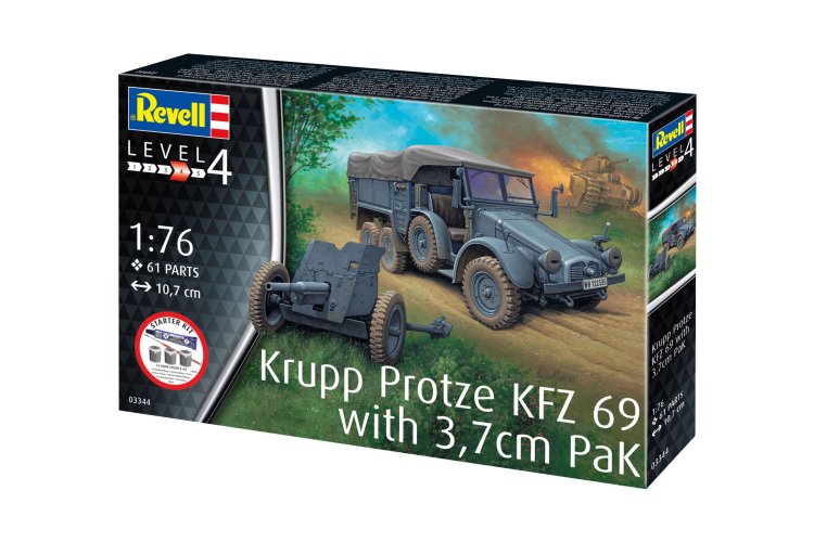1:76 Revell 73344 Krupp Protze KFZ 69 with 3.7cm Pak &ndash; Military Vehicle &ndash; Starter Kit - Rev73344 12 - REV73344