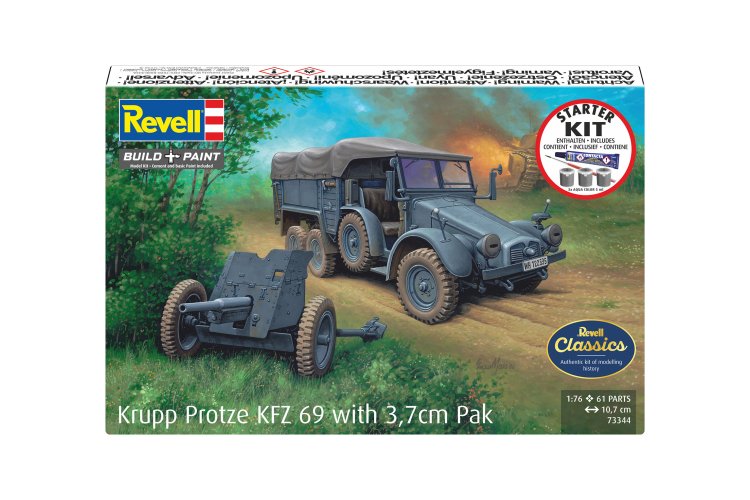 1:76 Revell 73344 Krupp Protze KFZ 69 met 3,7cm Pak - Militair Voertuig - Starter Kit - Rev73344 12i - REV73344