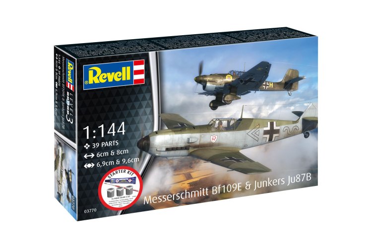 1:144 Revell 73770 Messerschmitt Bf109E & Junkers Ju87B Stuka &ndash; WWII German Propeller Aircraft &ndash; Starter Kit - Rev73770 22 - REV73770