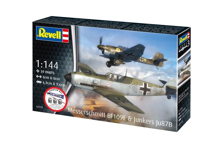 1:144 Revell 73770 Messerschmitt Bf109E & Junkers Ju87B Stuka &ndash; WWII German Propeller Aircraft &ndash; Starter Kit - Rev73770 24 - REV73770