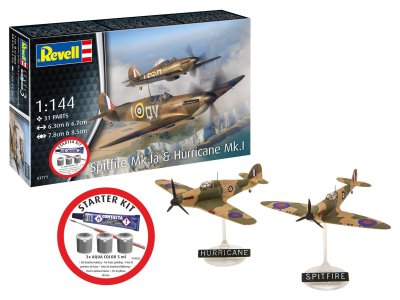 1:144 Revell 73771 Spitfire Mk.1a & Hurricane Mk.1 - WWII Britse Propellervliegtuigen - Starter Kit - Rev73771 1 - REV73771