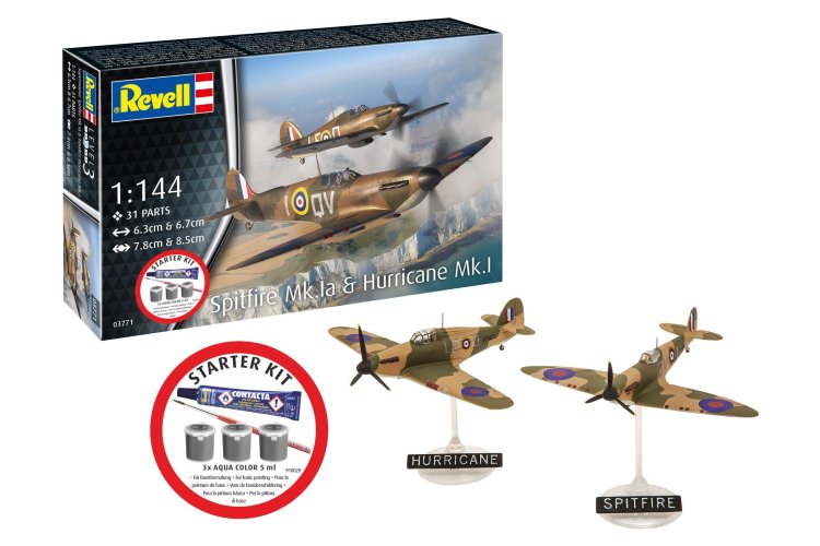 1:144 Revell 73771 Spitfire Mk.1a & Hurricane Mk.1 &ndash; WWII British Propeller Aircraft &ndash; Starter Kit - Rev73771 1 - REV73771