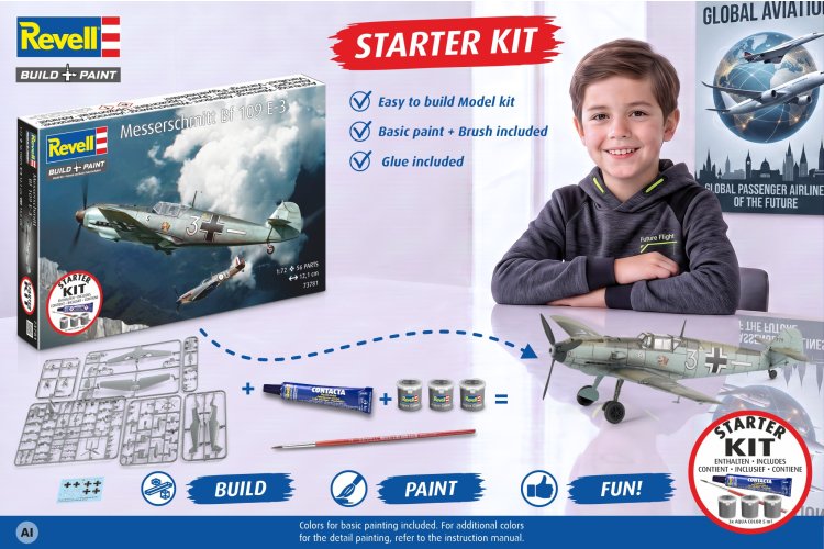 1:72 Revell 73781 Messerschmitt Bf 109E-3 WWII - Duits Jachtvliegtuig - Starter Kit - Rev73781 12 - REV73781