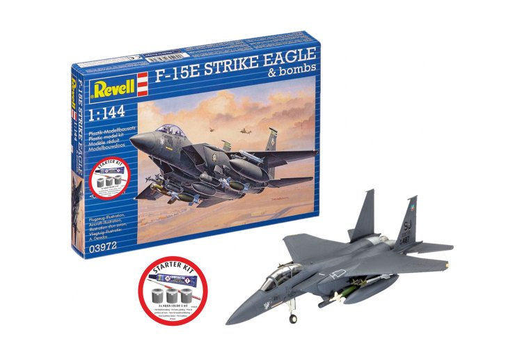 1:144 Revell 73972 McDonnell Douglas F-15E Strike Eagle & Bombs &ndash; Jet Fighter &ndash; Starter Kit - Rev73972 1 - REV73972