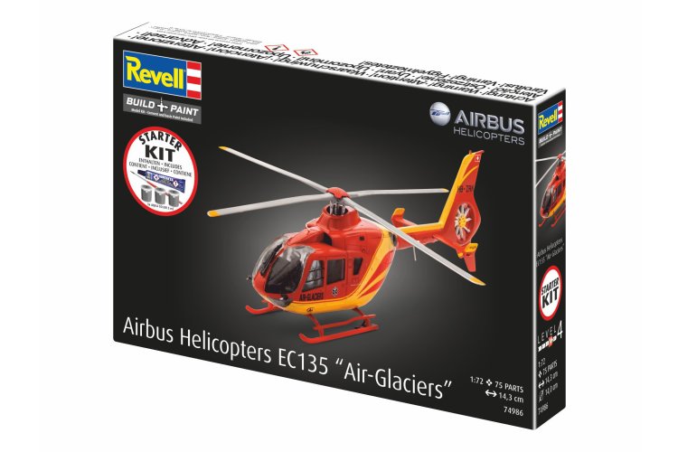 1:72 Revell 74986 Airbus Helicopters EC135 Air-Glaciers &ndash; Swiss Rescue Helicopter &ndash; Starter Kit - Rev74986 10 - REV74986