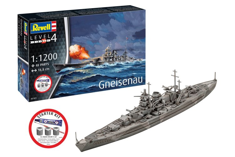 1:1200 Revell 75181 Gneisenau &ndash; Scharnhorst-class &ndash; WWII German Warship &ndash; Battleship &ndash; Starter Kit - Rev75181 1 - REV75181