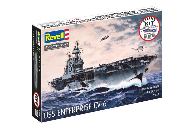 1:1200 Revell 75824 USS Enterprise CV-6 - Yorktown-klasse - Vliegdekschip - Starter Kit - Rev75824 11i - REV75824