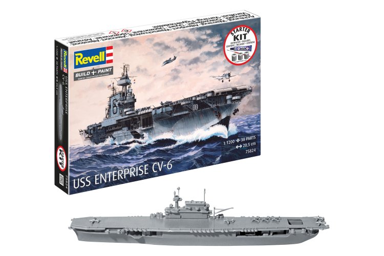 1:1200 Revell 75824 USS Enterprise CV-6 - Yorktown-klasse - Vliegdekschip - Starter Kit - Rev75824 1i - REV75824