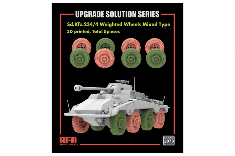 1:35 Rye Field Model 2078 Sd.Kfz.234/4 Loaded Wheels - Mixed Type - 3D Printed - 8 Pieces - Rfm2078 - RFM2078