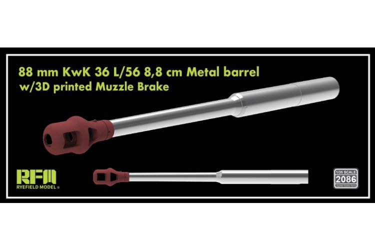 1:35 Rye Field Model 2086  88 mm KwK 36 L/56 8,8 cm metalen loop met 3D-geprinte mondingsrem voor Tiger I-serie - Rfm2086 xs 1 - RFM2086-XS