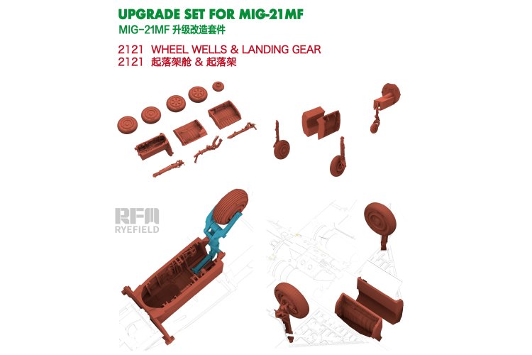 1:48 Rye Field Model 2121 3D-geprinte Landingsgestel & Wielkasten voor MiG-21MF - Rye Field Model 6001 - Rfm2121 1 - RFM2121