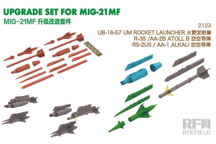 1:48 Rye Field Model 2123 3D-geprinte Wapenset voor MiG-21MF - Rye Field Model 6001 - Rfm2123 1 - RFM2123