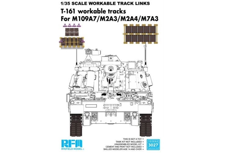 1:35 Rye Field Model 3027 T-161 werkbare tracks (Plastic) voor M109A7/M2A3/M2A4/M7A3 - Rfm3027 1 - RFM3027