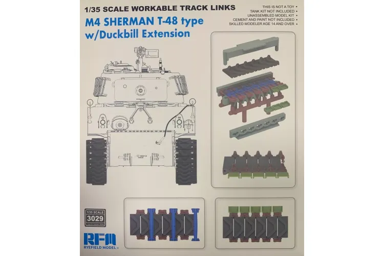 1:35 Rye Field Model 3029 M4 Sherman T-48 type beweegbare rupsbanden met duckbill - Rfm3029 1 - RFM3029
