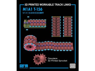 1:35 Rye Field Model 3035 3D Geprinte Werkende Rupsbanden T-156 voor M1A1 Abrams - Rfm3035 1 - RFM3035