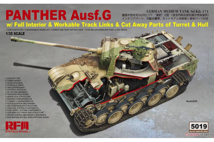 1:35 Rye Field Model 5019 PANTHER Ausf. G w/ full interior -cut away - Rfm5019 3 - RFM5019
