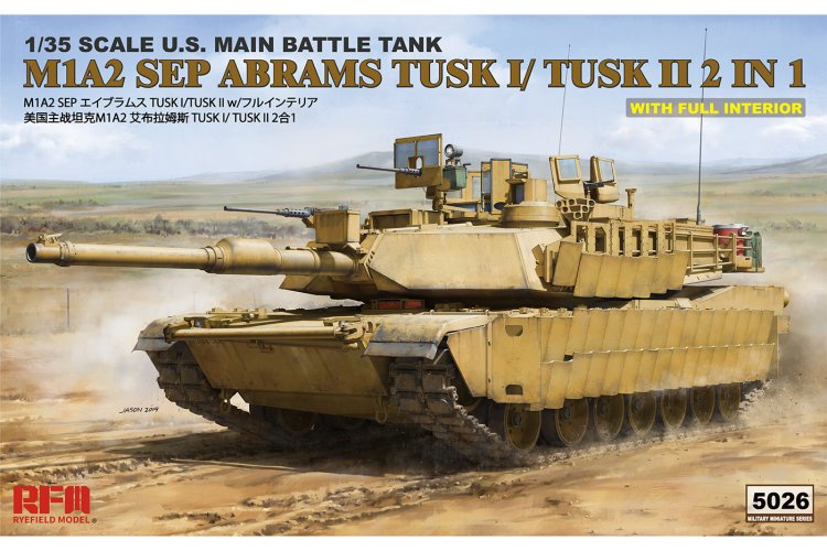 1:35 Rye Field Model 5026 U.S. Main Battle Tank M1A2 SEP Abrams TUSK I /TUSK II 2 in 1 with full interior - Rfm5026 1 - RFM5026