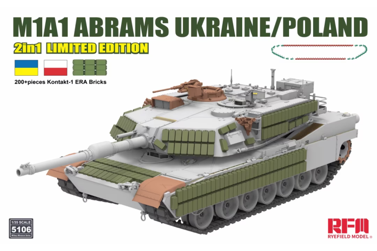 1:35 Rye Field Model 5106 M1A1 Abrams Ukraine/Poland - 2in1 Limited Edition - Rfm5106 1 - RFM5106