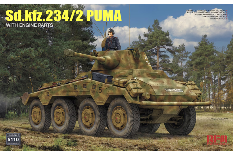 1:35 Rye Field Model 5110 Sd.Kfz.234/2 PUMA with Engine Parts - Rfm5110 1 - RFM5110