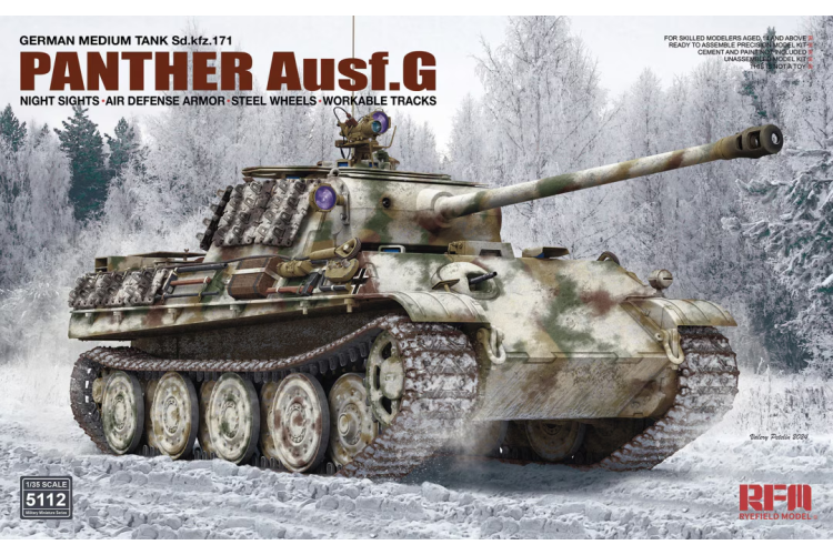 1:35 Rye Field Model 5112 Sd.Kfz.171 Panther G w/Night Sights and Air Defense Armor & Steel Wheel - Rfm5112 1 - RFM5112
