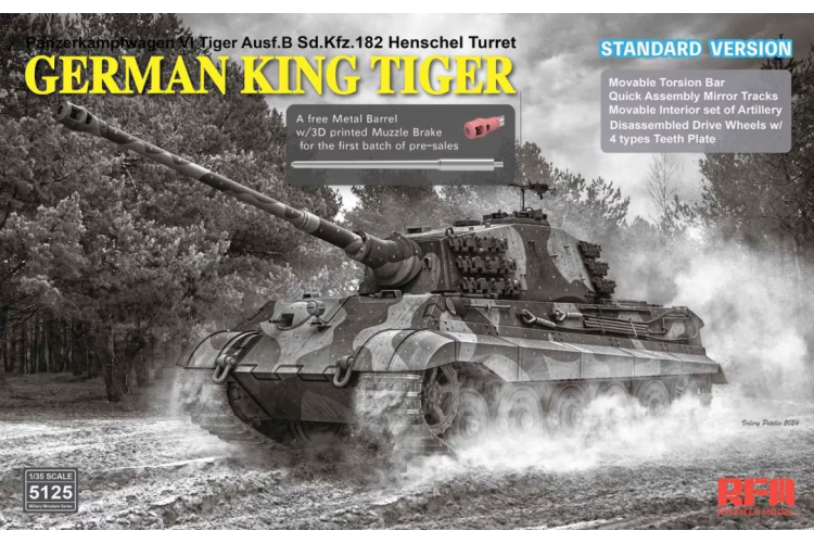 1:35 Rye Field Model 5125 German King Tiger Pzkpfw VI Tiger Ausf.B Sd.Kfz.182 Henschel Turret - Standard Version - Rfm5125 - RFM5125