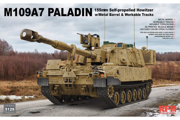 1:35 Rye Field Model 5129 M109A7 Paladin 155 mm Self-Propelled Howitzer with Movable Tracks - Rfm5129 1 - RFM5129