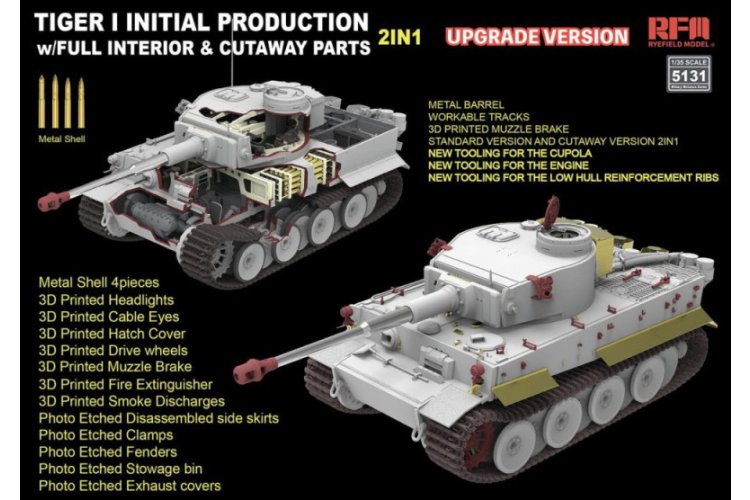 1:35 Rye Field Model 5131 Pz.Kpfw. VI Ausf. E Tiger I Vroege Productie - Upgrade-ed. met volledige interieur & doorsnede - Rfm5131 2 - RFM5131