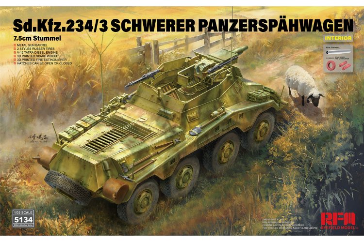 1:35 Rye Field Model 5134 Sd.Kfz.234/3 Schwerer Panzerspahwagen 7.5cm Stummel met Volledig Interieur - Rfm5134 1 - RFM5134