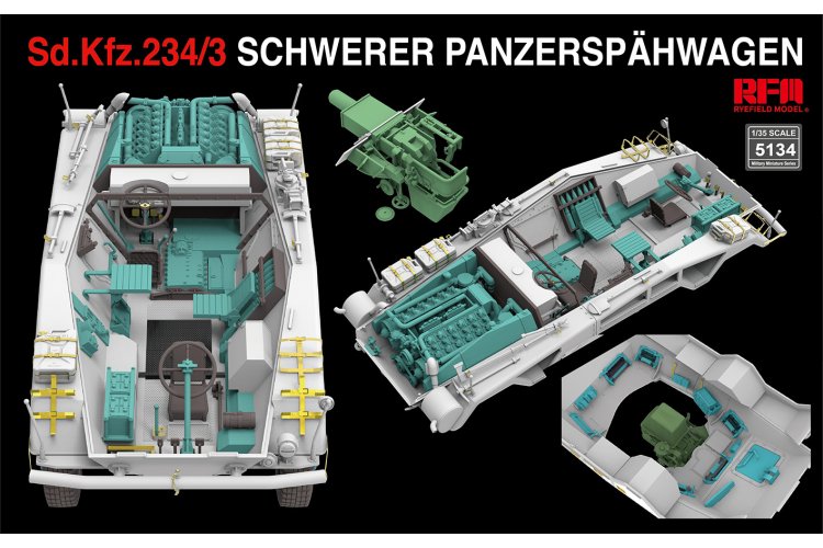 1:35 Rye Field Model 5134 Sd.Kfz.234/3 Schwerer Panzerspahwagen 7.5cm Stummel met Volledig Interieur - Rfm5134 4 - RFM5134