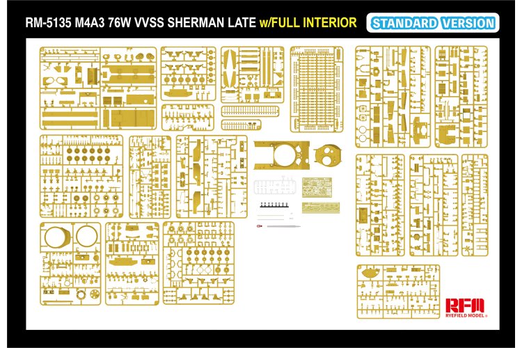 1:35 Rye Field Model 5135 M4A3 76W VVSS Sherman laat - Standaard versie - met volledig interieur - Rfm5135 10 - RFM5135