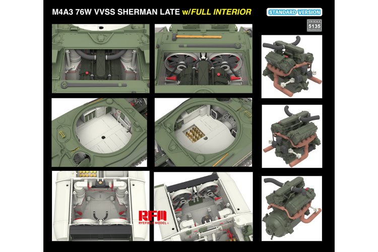1:35 Rye Field Model 5135 M4A3 76W VVSS Sherman laat - Standaard versie - met volledig interieur - Rfm5135 7 - RFM5135