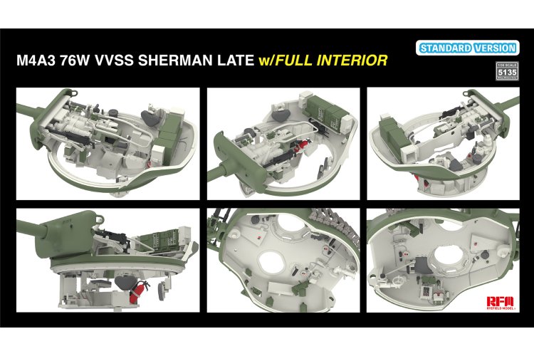 1:35 Rye Field Model 5135 M4A3 76W VVSS Sherman laat - Standaard versie - met volledig interieur - Rfm5135 9 - RFM5135