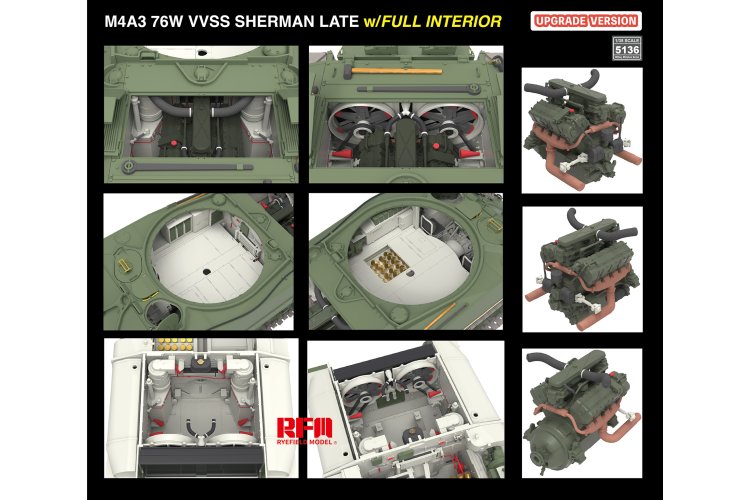 1:35 Rye Field Model 5136 M4A3 76W VVSS Sherman laat - Upgrade versie - met volledig interieur - Rfm5136 5 - RFM5136