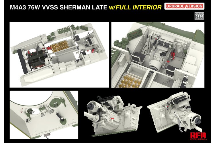 1:35 Rye Field Model 5136 M4A3 76W VVSS Sherman laat - Upgrade versie - met volledig interieur - Rfm5136 6 - RFM5136